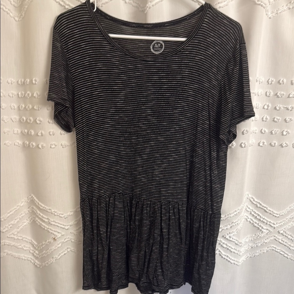 Maurices Women's Black Striped Babydoll Top - medium